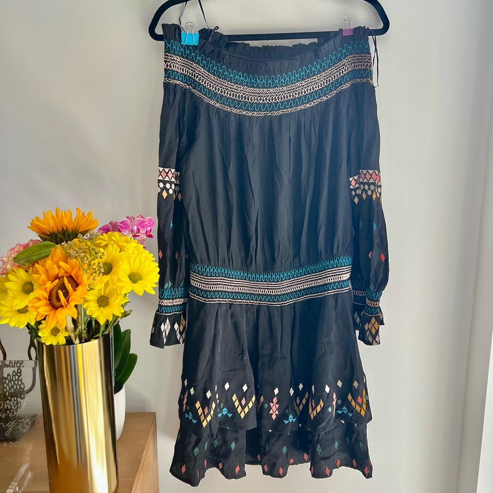 Bohemian Black Off-Shoulder Atikshop Dress Aspen Chic
